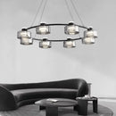 Axyaa Minimalist Circle Glass Chandelier LED Pendant Lights for Home Decor