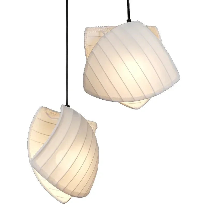 Axyaa Nordic Linen LED Pendant Lights: Wabi Sabi Sailboat Chandelier, Minamlism Design