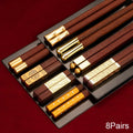Axyaa Red Wood Chopsticks Set - High Quality Non Slip Sushi Tableware
