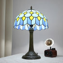 Blue Baroque Stained Glass Table Lamp for Bedroom and Living Room by Axyaa