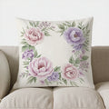 Axyaa Pink & Purple Floral Throw Pillow Cover for Sofa, Bedroom, Car