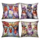 Decorative Chicken in Hats & Glasses Pillow Cover for Sofa, Bedroom, Car by Axyaa