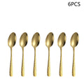Axyaa Gold Stainless Steel Western Tableware Set: Knife, Fork, Spoon - 24pcs