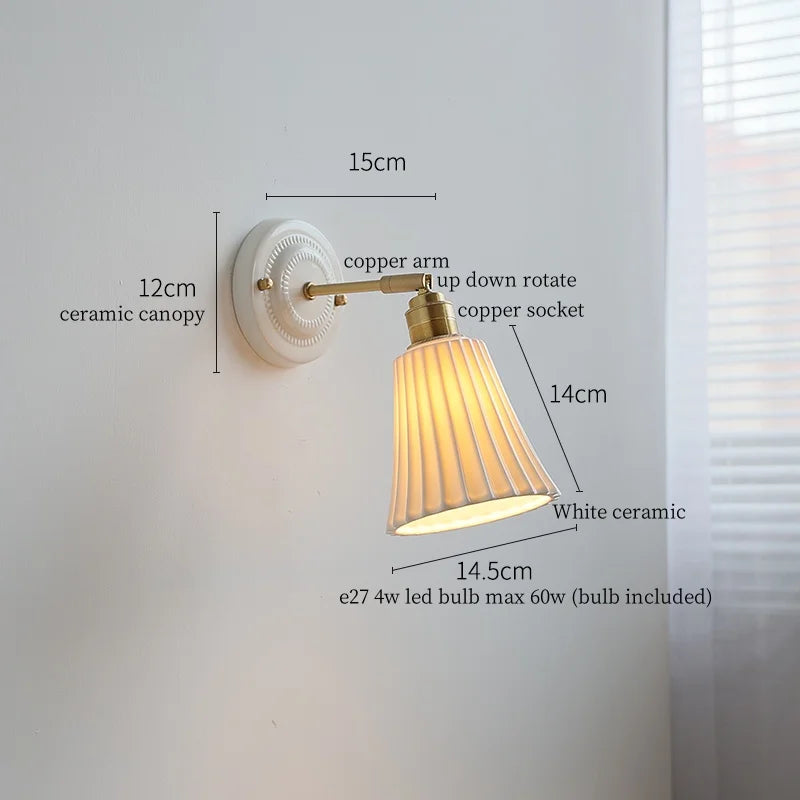 Axyaa Ceramic LED Wall Lamp for Bedroom & Bathroom with Pull Switch