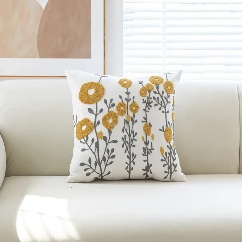 Axyaa Small Fresh Embroidered Pillow Cover for Home Sofa, Four Seasons Universal