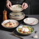 Axyaa Retro Ceramic Salad Plate Set for Dining and Serving