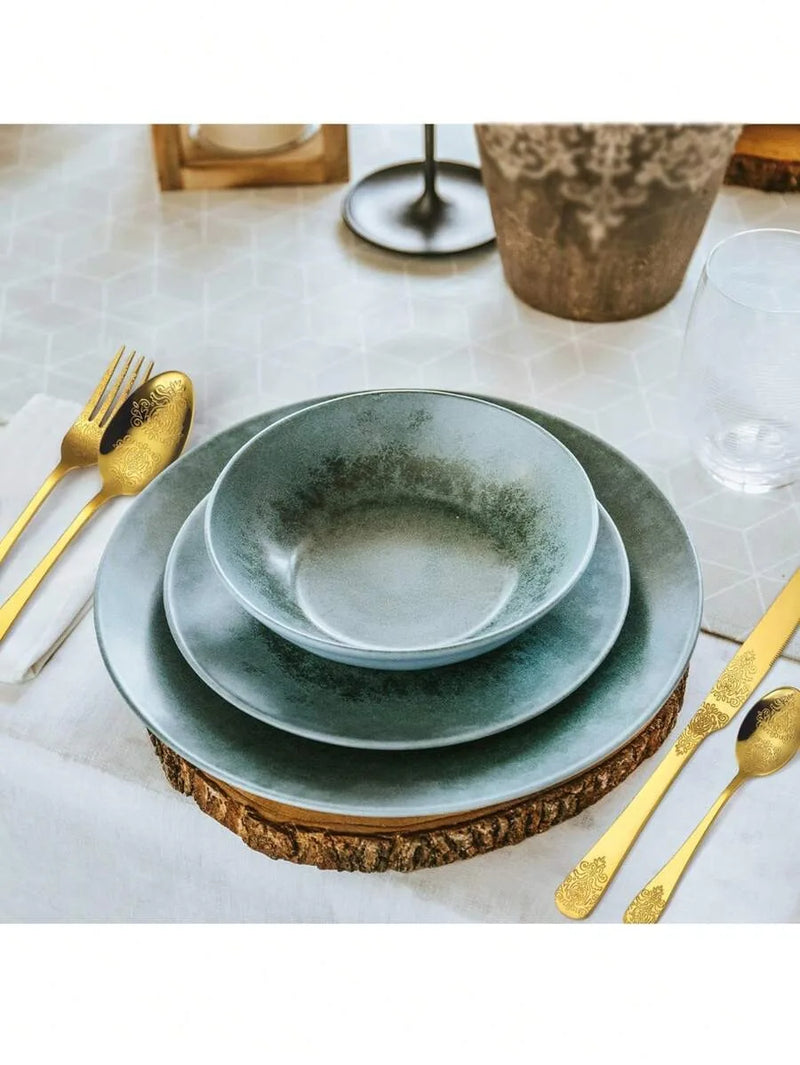Axyaa Floral Pattern Stainless Steel Cutlery Set: Perfect for Kitchen, Dining Room, Hotel, Wedding.