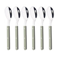 Axyaa Beige Silver Acrylic Handle Cutlery Set Stainless Steel Flatware Mirror Finish