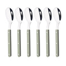Axyaa Beige Silver Acrylic Handle Cutlery Set Stainless Steel Flatware Mirror Finish