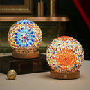 Axyaa LED Stained Glass Desk Lamp - Bohemian Style Warm Dimming, USB Power