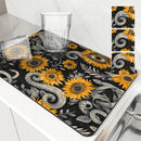 Absorbent Sunflower Devil's Eye Drying Pad by Axyaa for Stylish Kitchen Organization