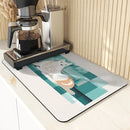 Watercolor Dog Drying Mat by Axyaa - Absorbent Kitchen Draining Pad for Faucet