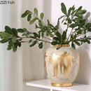 Axyaa Gold Figures Ceramic Vase Desk Decoration Aesthetic Floral Room Decor