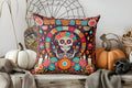 Axyaa Halloween Skeleton Witch Motorcycle Pattern Cushion Cover for Sofa Bedroom Car