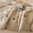 Axyaa Soft Washed Summer Quilt - Minimalist Embroidered Blanket, Single Double Size
