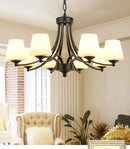 Axyaa Black Iron Glass Shade Chandelier: Industrial Farmhouse Style Lighting