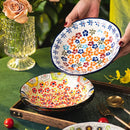 Axyaa Hand-Painted Ceramic Vegetable Deep Plate for Breakfast and More
