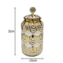 Gold Ceramic Vase with Lid by Axyaa: Floral Room Decor & Artificial Flowers Display