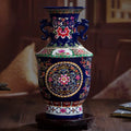 Axyaa Enamel Ceramic Double Ear Vase Home Decor Ornaments