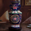 Axyaa Enamel Ceramic Double Ear Vase Home Decor Ornaments