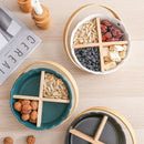Axyaa Lace Gold Ceramic Fruit Tray Nut Platter Dessert Snack Storage Box