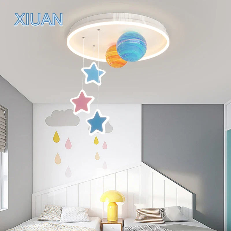 Axyaa Galaxy Glass Chandelier: Colorful Sconces, Planet Universe Star Ceiling Light