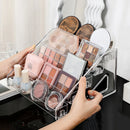 Clear Acrylic Makeup Organizer Rack by Axyaa - Cosmetic Storage Stand for Eyeshadow, Lipstick, Powder