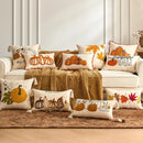 Axyaa Fall Pumpkin Maple Leaf Polyester Cushion Cover Halloween Pillowcase