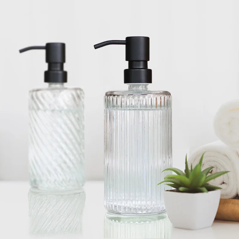 Axya Glass Lotion Pump Bottle Clear Stainless Steel Soap Dispenser