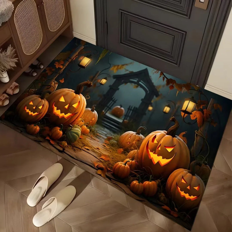 Axyaa Halloween Night Floor Mat - Horror Pumpkin Ghost Design