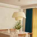 Axyaa Cream Pleated Fabric LED Pendant Lights - Minimalist Design for Home Decor