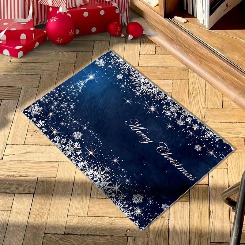 Axyaa Christmas Snowflake Pattern Holiday Door Mat for Home Decoration