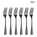 Axyaa 24-piece Stainless Steel Black Tableware Set - Knife, Fork, Spoon