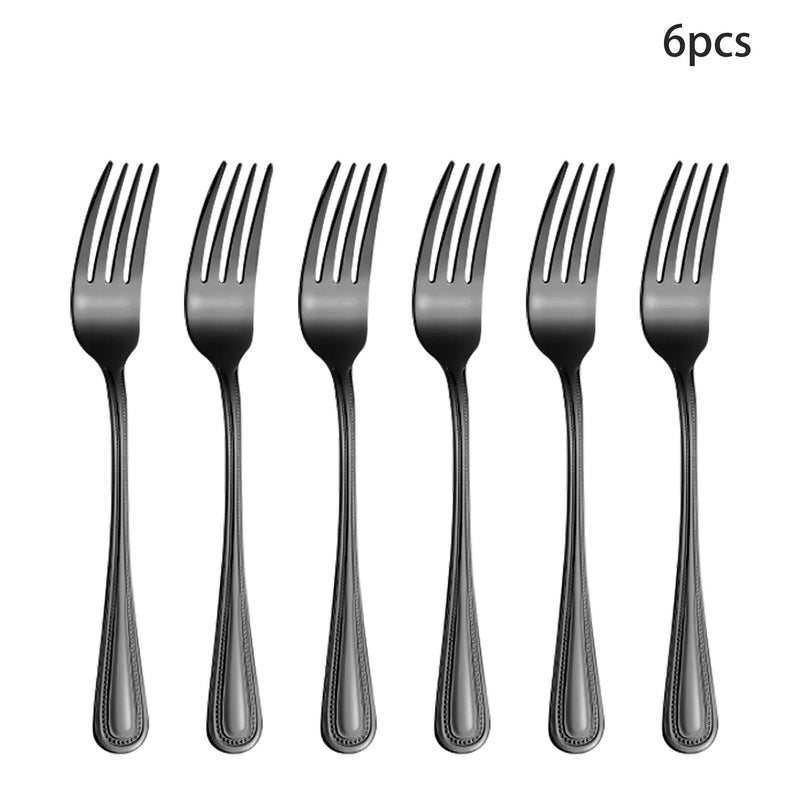 Axyaa 24-piece Stainless Steel Black Tableware Set - Knife, Fork, Spoon
