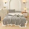 Axyaa Nordic Floral Jacquard Fleece Throw Blanket: Soft & Warm Plush Sofa Bed Cover