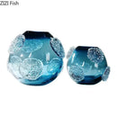 Blue Glazed Glass Vase Hydroponic Flower Pots by Axyaa - Modern Desk Decoration