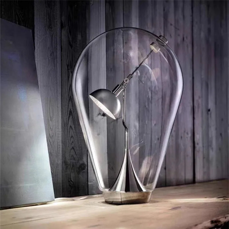 Axyaa Chrome Toso Glass Balloon Table Light, Adjustable Modern Lighting for Home, Bedroom, Kitchen, Bar
