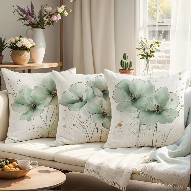 Axyaa Green Floral Print Pillowcase for Home Decor