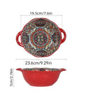 Axyaa Ceramic Soup Bowl with Handle Microwave Safe Embossed Design