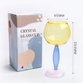 Axyaa Contrast Color Glass Goblet Cup Set - 420ml & 260ml Stemware Wine Glasses