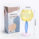 Axyaa Contrast Color Glass Goblet Cup Set - 420ml & 260ml Stemware Wine Glasses
