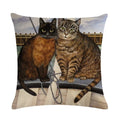 Axyaa Retro Cat Linen Pillowcase 45*45cm - Home & Sofa Decoration
