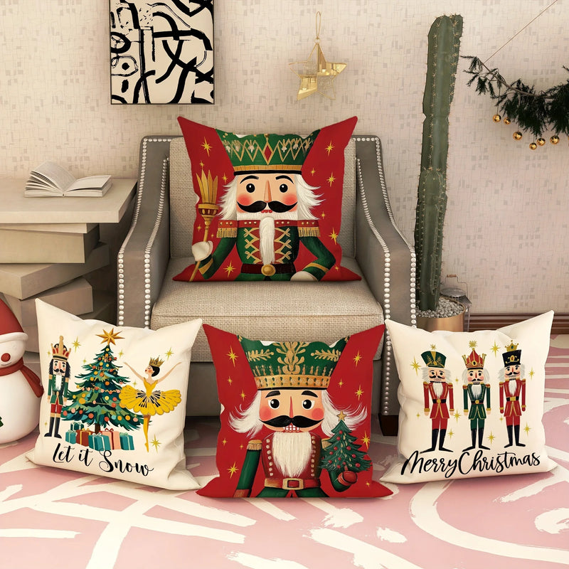 Nutcracker Pillowcase by Axyaa: Festive Christmas Room Decor & Sofa Cushion Cover