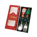 Axyaa Christmas Spoon Fork Set 2/4Pcs, Festive Dessert Fruit Fork, Santa Elk Doll Spoon