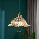 Axyaa Glass Chandelier Brass Walnut Amber Flower Glass Home Decor