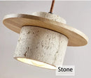 Axyaa Stone Wood Cream LED Pendant Chandelier for Bedroom Home Decor