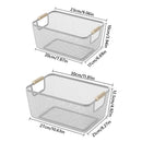 Axyaa Metal Desktop Storage Basket with Wood Handle