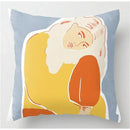 Yellow Floral Leaves Pattern Cushion Cover for Modern Living Room by Axyaa
