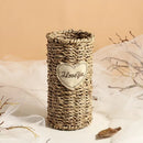 Axyaa Rattan Vase: Country Retro Bouquet Holder & Tabletop Storage Basket