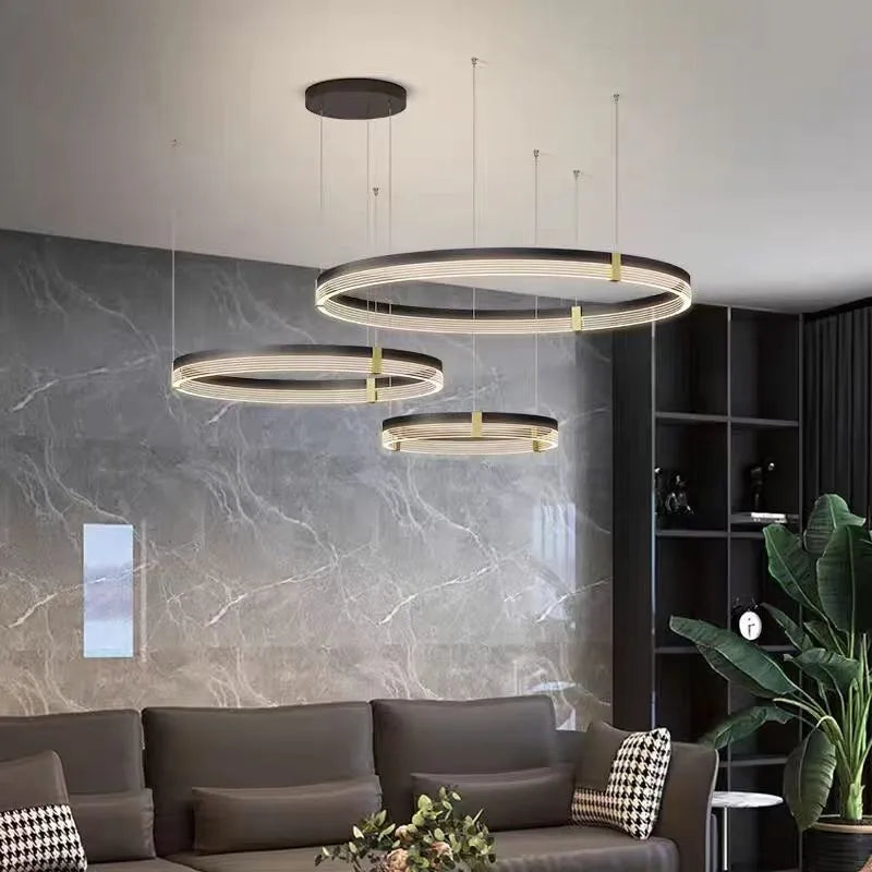 Black Acrylic LED Pendant Light for Home Decor by Axyaa